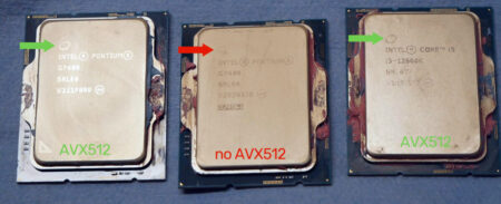 Intel AlderLake デスクトップCPUをサポートする AVX-512と非AVX-512を区別する方法